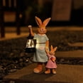 thumbnail image 4 of AURIGATE Easter Solar Lighted Resin Rabbit Family Statues, Lantern-Holding Bunny Garden Figurines, Festive Spring Outdoor Patio Decor, 4 of 6