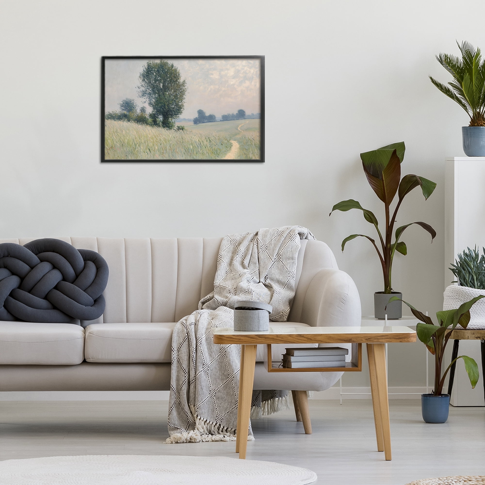 Stupell Industries Tall Grass Path Through Meadow Black Framed Giclee Art, design by Petal Prints Design