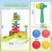 Adofi 3-in-1 Toddler Montessori Toys, Hammer Pound Balls, Shoot Balls Game, Ball Drop Toys for 1-3 Years Old, 1 Year Old Toys for Boys