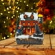 thumbnail image 5 of Decoración del hogar, cuento de hadas, iluminación, exhibición, regalo, conjunto de pueblo de nieve de resina animado para con 2 niños, 5 of 9
