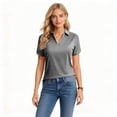 thumbnail image 4 of Dresfit Polo Shirts for Women Short Sleeve V Neck Dressy Tops Summer 2026 Collared Lapel Work Shirt Quick Dry Upf 50+ Sun Protection Business Blouses Gray XL, 4 of 4