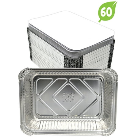 - (60 Pack) Aluminum Disposable 2-LB Takeout Pans l Standard Size 8.6