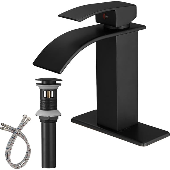 Black Bathroom Sink Faucet Lavatory Vanity Single Handle Waterfall Mixer Taps