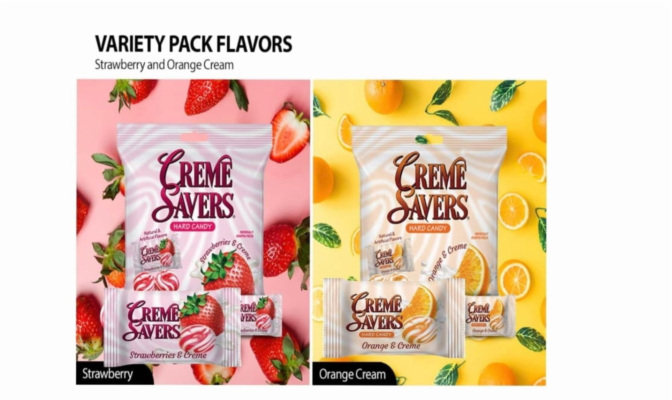 Creme Savers, Hard Candy, 2 Pack, Strawberry and Orange Cream
