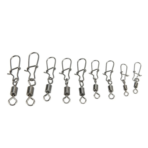 AGOOL 50pcs Barrel Swivel with Safty Snap Connector Fishing Swivels with  Solid Ring Fishing Tackle Box Kit,Size 4#, 6#,8#,10#,12#,14# : :  Sports, Fitness & Outdoors