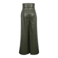 thumbnail image 4 of Cutuoiiu Women's Fashion Solid Color High Waist Pleated Side Zipper Wide Leg Pleather Pants with Pockets Gifts, 4 of 6