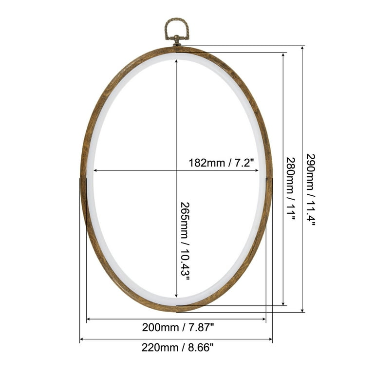 Uxcell 11x8 Wood Color Rubber Oval Embroidery Hoop Frame Cross-Stitch Art  Craft Ring 