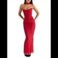 thumbnail image 3 of Vestido Tubo con Hombros Descubiertos para Mujer, Estilo Corsé, Plisado, Ajustado, para Invitada de Boda Formal, Conjunto de Dos Piezas. Rojo M, 3 of 8