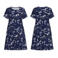 thumbnail image 3 of Bixox Robe d'Été à Manches Courtes pour Femmes Robe Ample Longueur Genou avec Poches-Style Hawaïen, 3 of 7