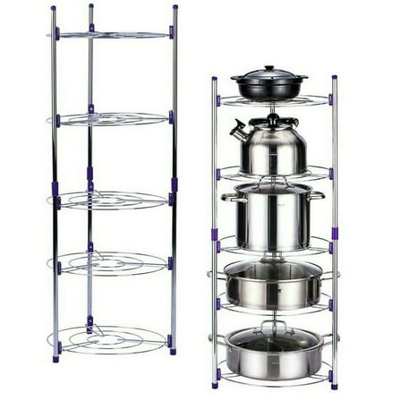 Metal Kitchen Corner Shelf Storage Organizer 5-Tier Pot Rack