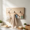 thumbnail image 4 of Rustic Wooden Wall Mounted Coat Rack, Cute House Pattern Sturdy 3 Hooks No Drill Smooth Hook Edges, Entryway Organizer Holders Rack Decor for Key Home Porch Store Apartment Dorm Office Daily Hosting, 4 of 6