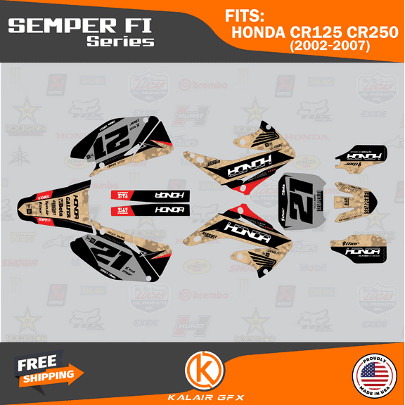 Kalair GFX Graphics Kit for Honda CR125 (2002-2007) Semper-fi Series