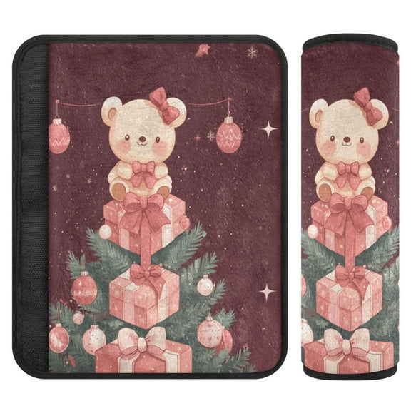 WOBOGO Pink Teddy Bear Seat Belt Cover 2 Piece Soft Comfort Driving Shoulder Pad Suitable for All Cars and Backpacks