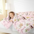 thumbnail image 4 of jejeloiu Kawaii Ballet Baer Bedding Comforter Set,Cute Bowknot Ribbon Twin Comforter Sets,Pink Tulip Flower Bedding Set For Girls Kids,Luxury Bedroom Decor Reversible,2pcs, 4 of 8