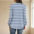 thumbnail image 4 of Riecok Striped Shirts for Women Long Sleeve Crewneck Pullover Button down Pleated Tunic Tops Dressy Work Blouses, 4 of 6