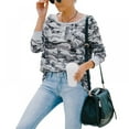 thumbnail image 4 of EFINNY Women's Long Sleeve Blouse Loose Sweatshirt Top Camouflage T-Shirt, 4 of 8