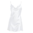 thumbnail image 4 of Endives Women's Satin Nightgown V-Neck Sleeveless Spaghetti Strap Camisole Sleep Dress Soft Nightshirt Casual Sleepdress Summer Comfortable Nightwear Sleepwear White XXL, 4 of 5
