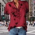 thumbnail image 4 of Camisas Estampadas Camisa informal de primavera y verano Blusa de oficina elegante Tallas grandes simples (Rojo S) Cgtredaw Para estrenar, 4 of 4