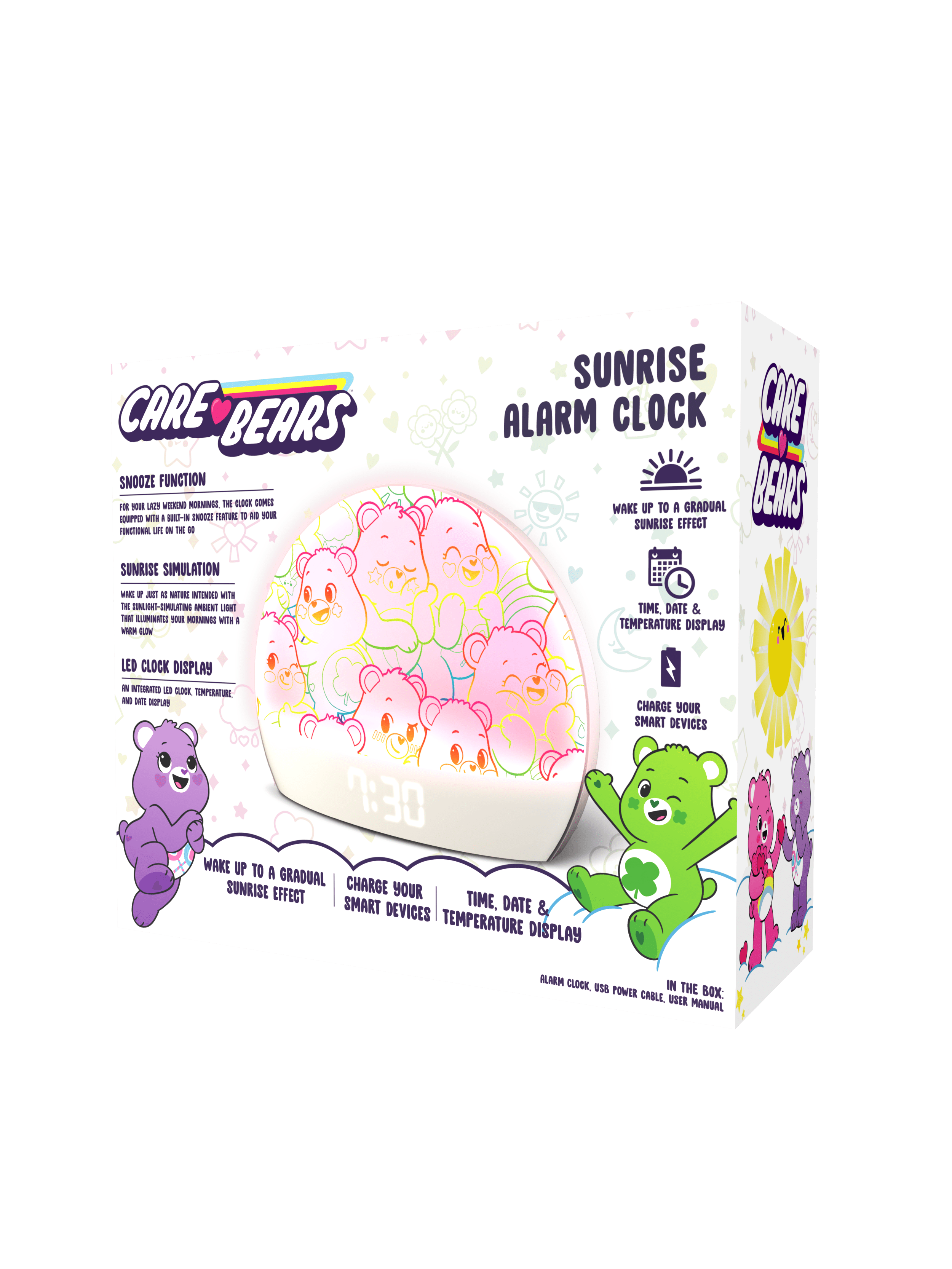 Care Bears Sunrise Alarm Clock with LED Display, USB Port, and Snooze