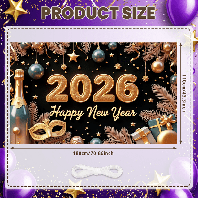 Decorative Design New Year Banner Festive Theme Celebration Banner for Holiday Event Indoor Decoration Party Backdrop