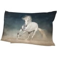 thumbnail image 6 of White Horse Running Velvet Oblong Lumbar Plush Throw Pillow Cover/Shams Cushion Case - 20x26in - Decorative Invisible Zipper Design for Couch Sofa Pillowcase Only, 6 of 7
