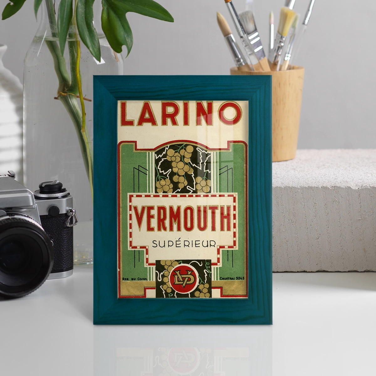 Larino Vermouth -Framed Print w/glass-Ocean Blue
