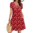 thumbnail image 1 of Vestido tipo camiseta de verano Zeagoo 2025 para mujer, algodón, rojo, XXL, 1 of 6
