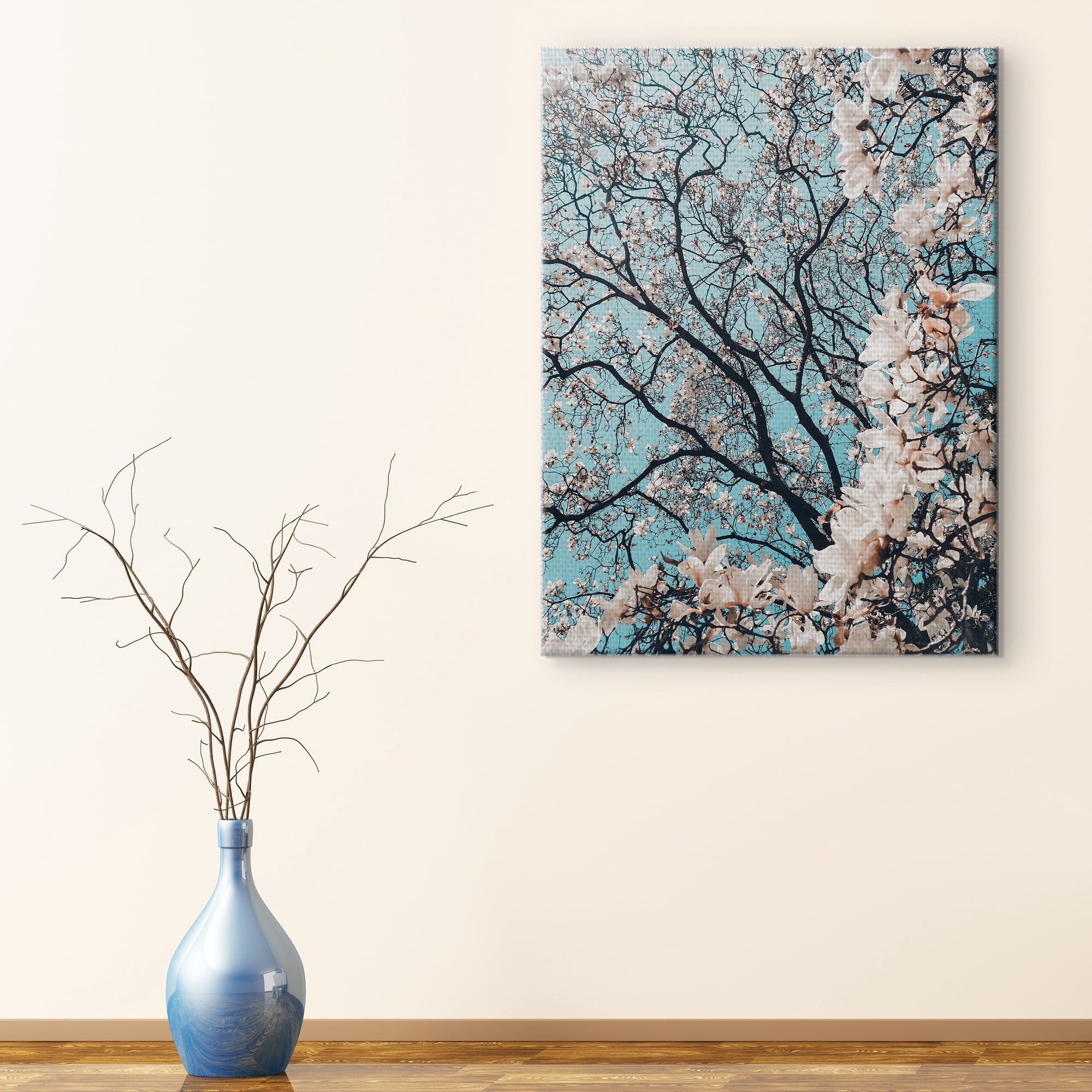 Masterpiece Art Gallery Signs of Spring Cherry Flower Blossoms by Meric Dagli Canvas Art Print 30" x 40"