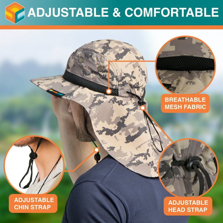 MIERSPORT Fishing Hat Sun Cap with Removable Face Neck Cover, Grey