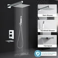 thumbnail image 5 of Chrome Shower Faucet Set with Tub Spout 10 Inch, Shower Head and Handle Set with 2 Hooks, Tub and Shower Faucet Combo, Rain Shower and Handheld Shower System Square Wall Mount for Bathroom, 5 of 14