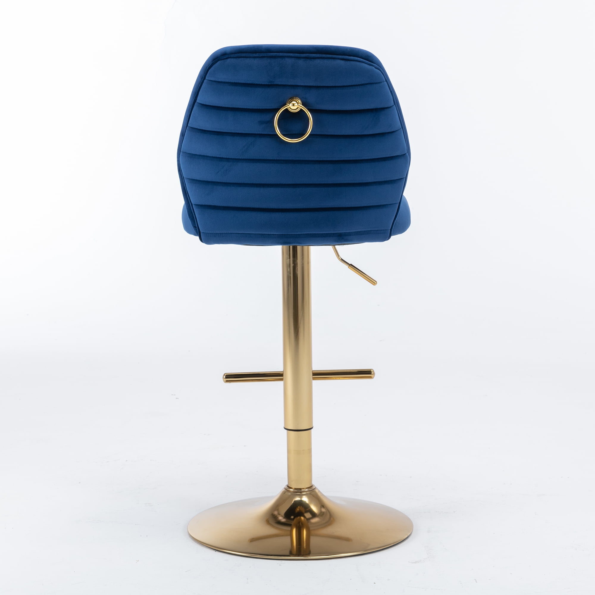 Kadyn Swivel Bar Stools Chair Set of 2, Adjustable Counter Height Barstools with Tufted High Back & Ring Pull, Navy Blue Kadyn Swivel Bar Stools Chair Set of 2, Adjustable Counter Height Barstools with Tufted High Back & Ring Pull, Navy Blue