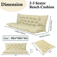 thumbnail image 3 of SDJPOI Porch Swing Replacement Cushion, 4" Thick Waterproof 2-3 Seater Bench Cushion with Backrest, Outdoor Swing Cushions for Outdoor Furniture（Ivory,40*40in）, 3 of 6