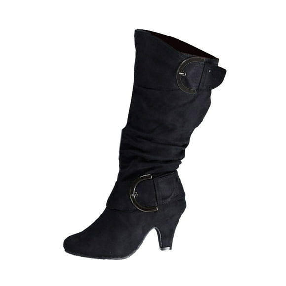 Kcodviy Shoes Boots Tapered Women's Womens Knee High Boots Booties for Women Heel Knee High Boots Leather for Women Boots High Heel Suede Boots for Women Knee High Retro Women's Boots