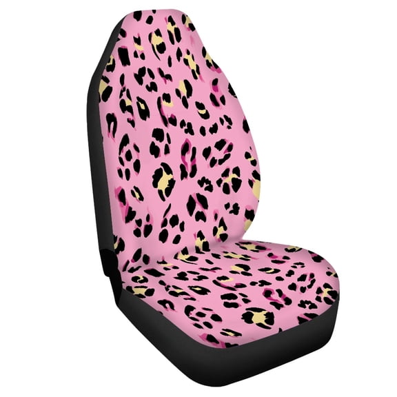 Uourmeti Pink Leopard Print Front Car Seat Cover 1 Pieces Set Seat Covers for Cars Anti-Aging Stretchy Suitable for Auto Van