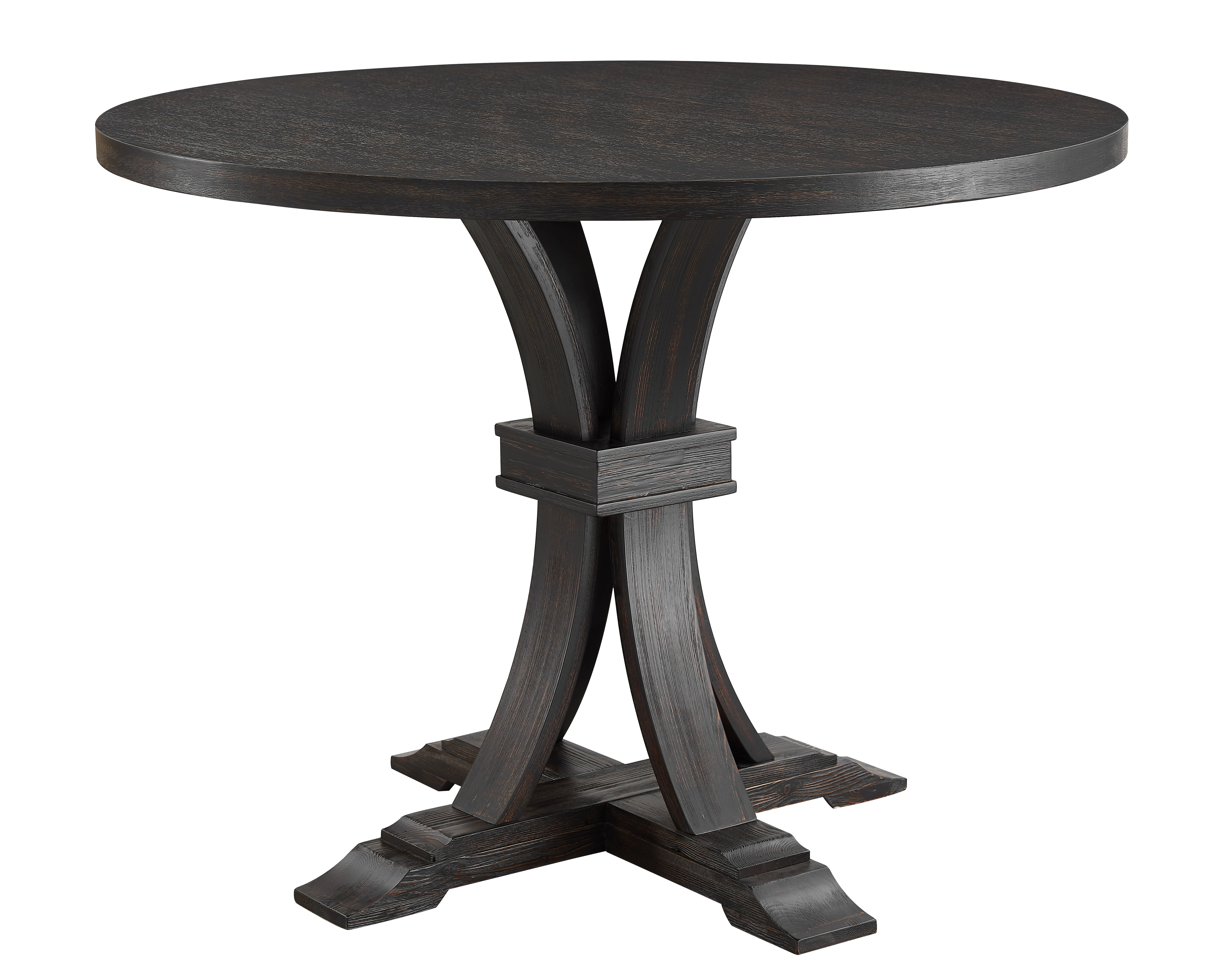 wood kitchen table with black pedestal leg