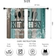 thumbnail image 2 of Teal Rustic Farmhouse Country Kitchen Curtains Short Small Wooden Wood Board Turquoise Rod Pocket Fork Spoon Kitchenware Bedroom Living Room Treatment Fabric 2 Panels 27.5Wx39H Inch, 2 of 6