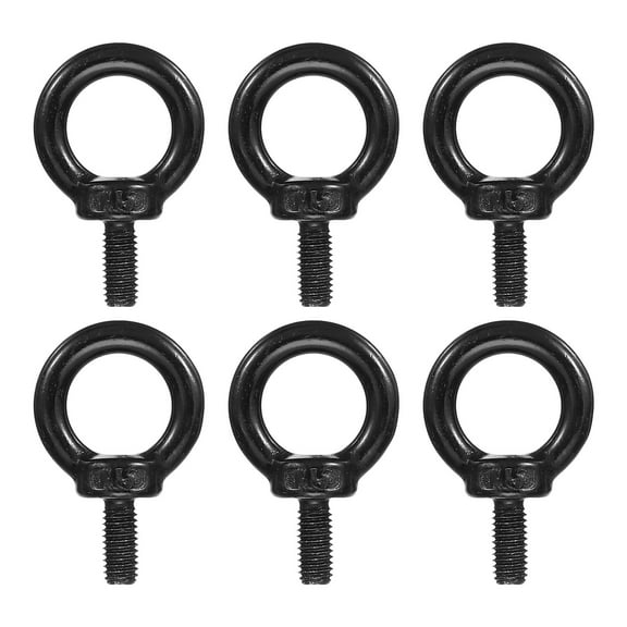 Uxcell M5 x 12mm Lifting Eye Bolt, 6 Pcs 304 Stainless Steel Shoulder Ring Screw, Black