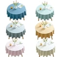 thumbnail image 2 of Inteprter Mantel hogar Hotel comedor decoración Picnic a prueba de aceite cubierta impermeable para mesas algodón Lino forma redonda manteles Mostrada Amarillo, 2 of 6