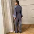 thumbnail image 2 of SWSMCLT Women's Satin Pajamas Set Comfy Luxury Sleeping Pjs 2 Piece Soft V Neck Fall Spring Long Sleeve Lounge Purple Medium, 2 of 5