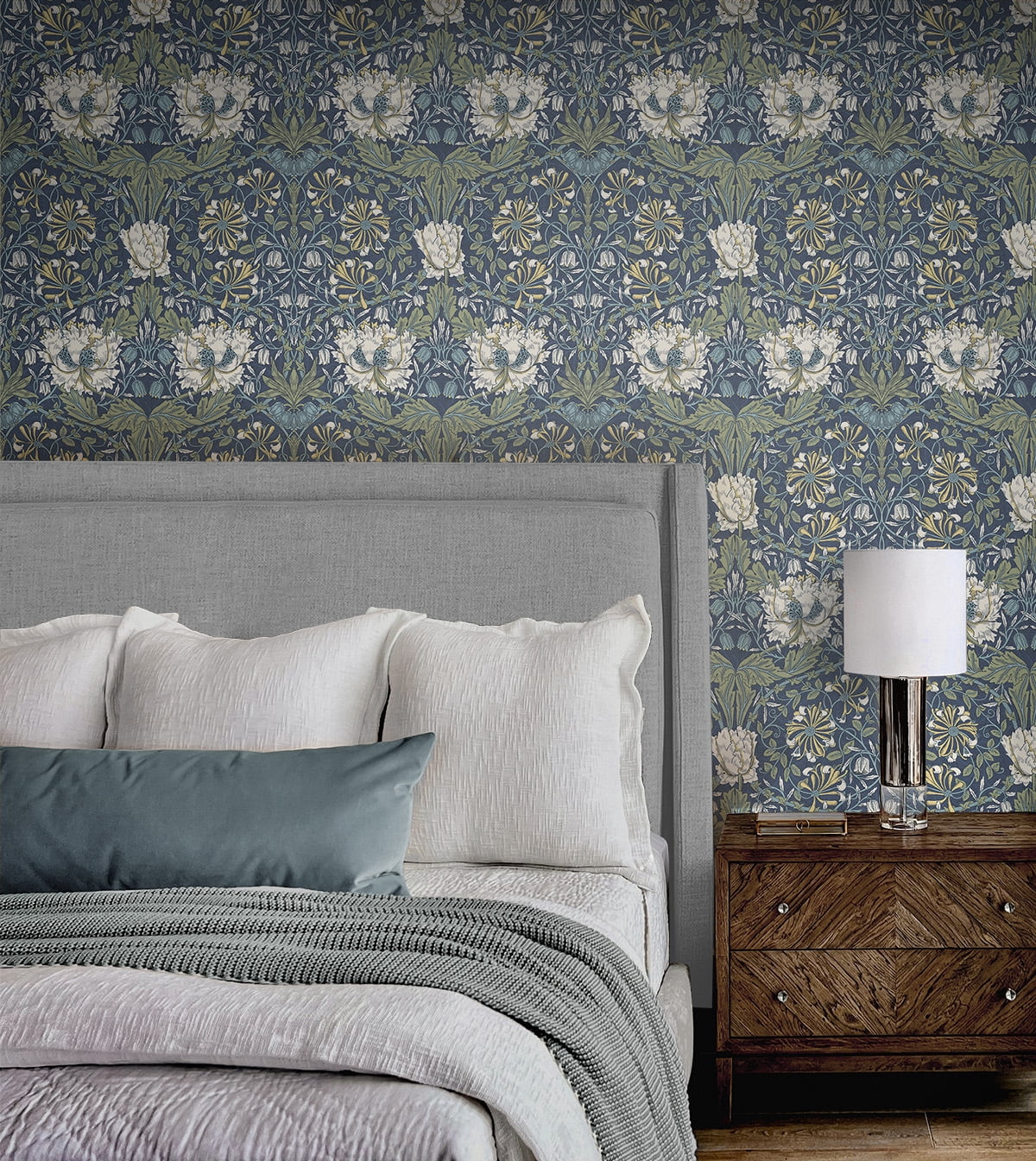 NextWall  Ogee Flora Peel and Stick Wallpaper - 20.9 in. W x 18 ft. L