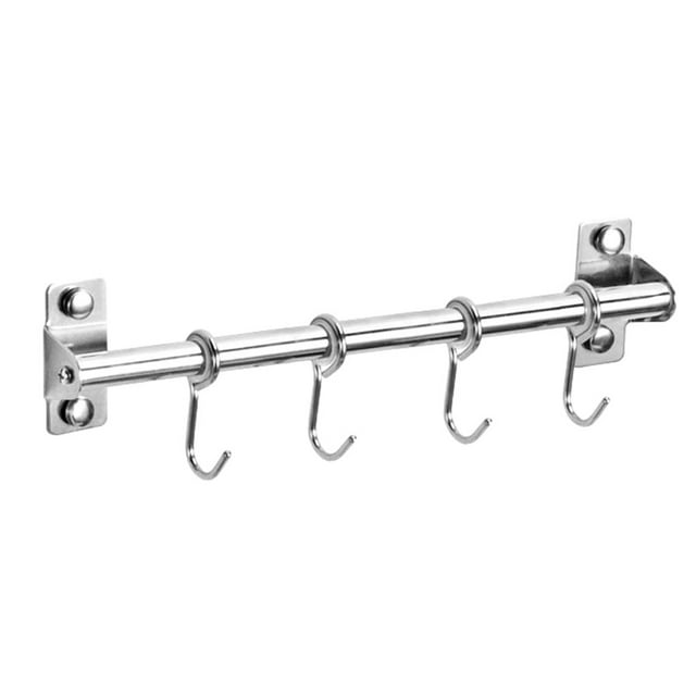 Transemion Space-saving Kitchen Utensils Rack For Organized Storage Silver Single pole+30cm+4 1Set