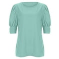 thumbnail image 4 of XIAOCHA Women's Puff Sleeve Round Neck T-Shirt for Everyday Casual Wear and Comfortable Commuting Outfits, 4 of 4