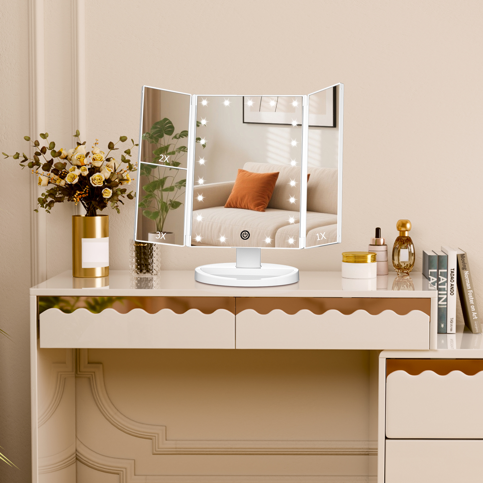 Funtouch Tri-Fold Vanity Mirror with 21 LEDs photo 4
