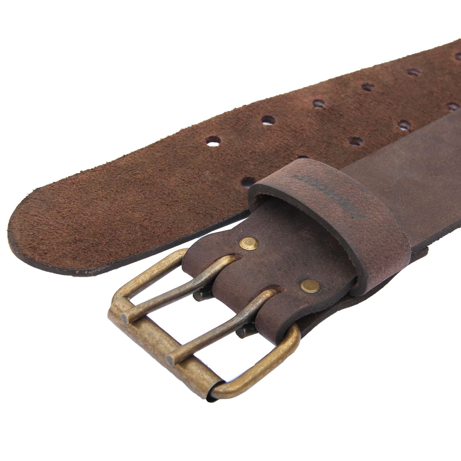 MECHTOOLS 2" OIL TANNED LEATHER TOOL BELT WITH DOUBLE BUCKLE (DARK BROWN) FITS 29" - 45"
