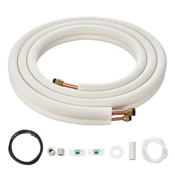 KFFKFF 16FT Mini Split Line Set, Copper Pipes 3/8" & 5/8" O.D with Triple-Layer Insulation, Suitable for Air Conditioning or Heating Pump Systems & HVAC, Includes Comprehensive Accessories