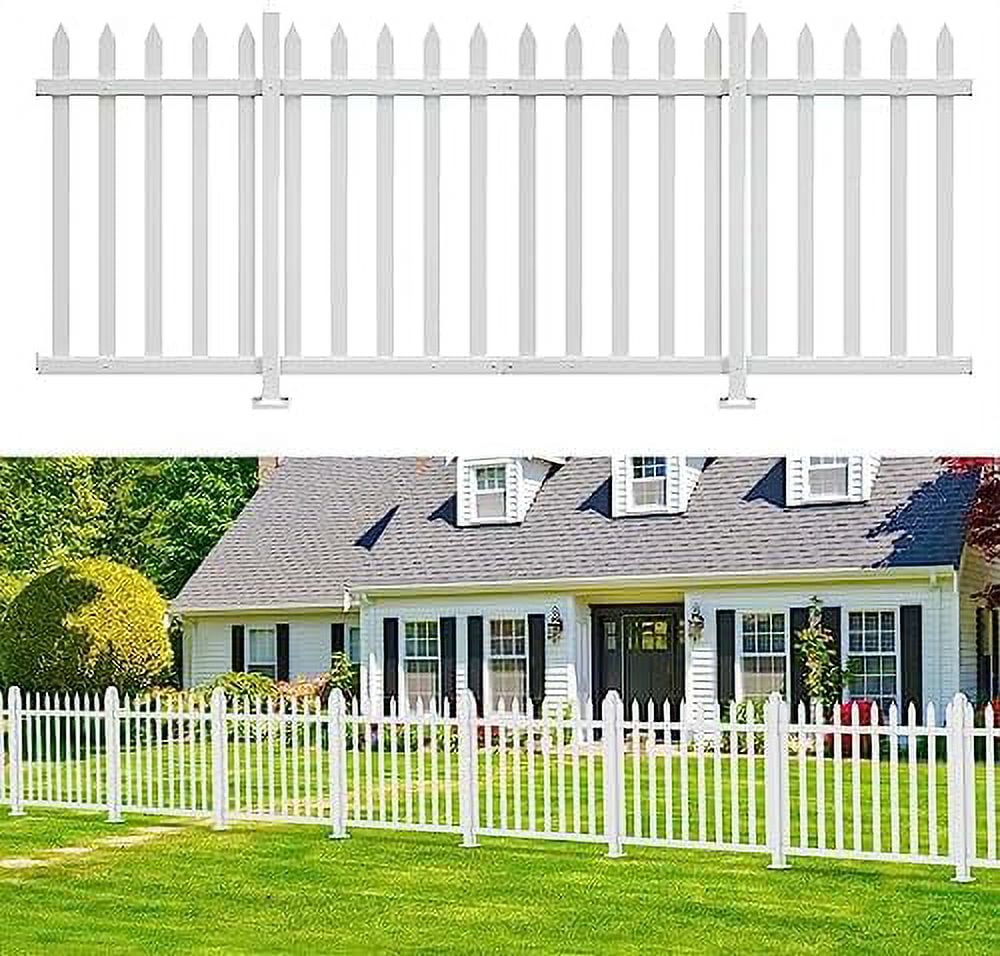 36"H X 84"W Vinyl White Picket Fence Panels Decorative Fencing For
