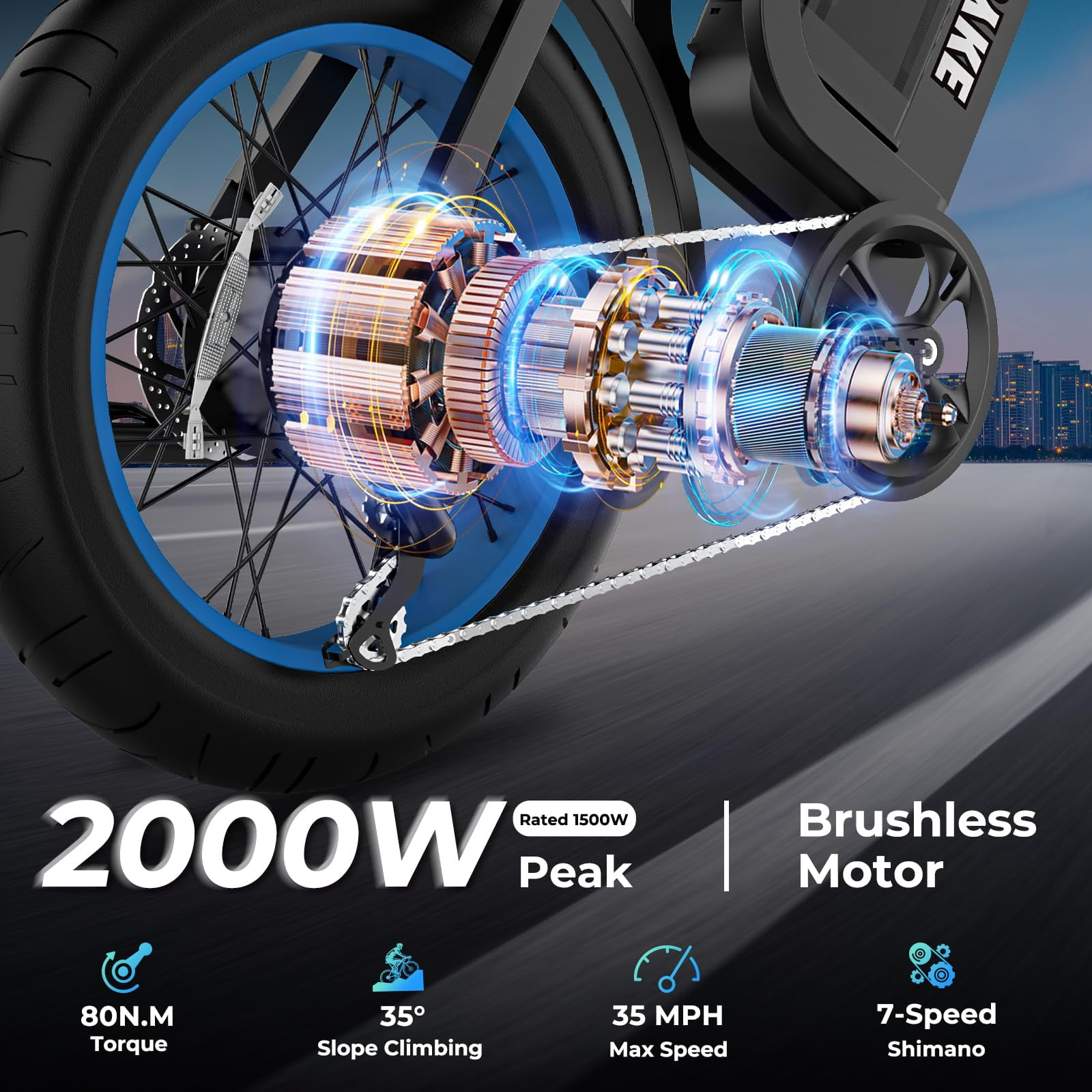 Tamobyke TB20 Electric Bike for Adults, Peak 2000W 35mph 48V 25Ah Mountain Ebike,20" Fat Tire Full Suspension UL2849
