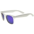 thumbnail image 4 of zeroUV Unisex Hipster Fashion Flash Color Mirror Lens Horn Rimmed Style Sunglasses (White / Violet) - 52mm, 4 of 5