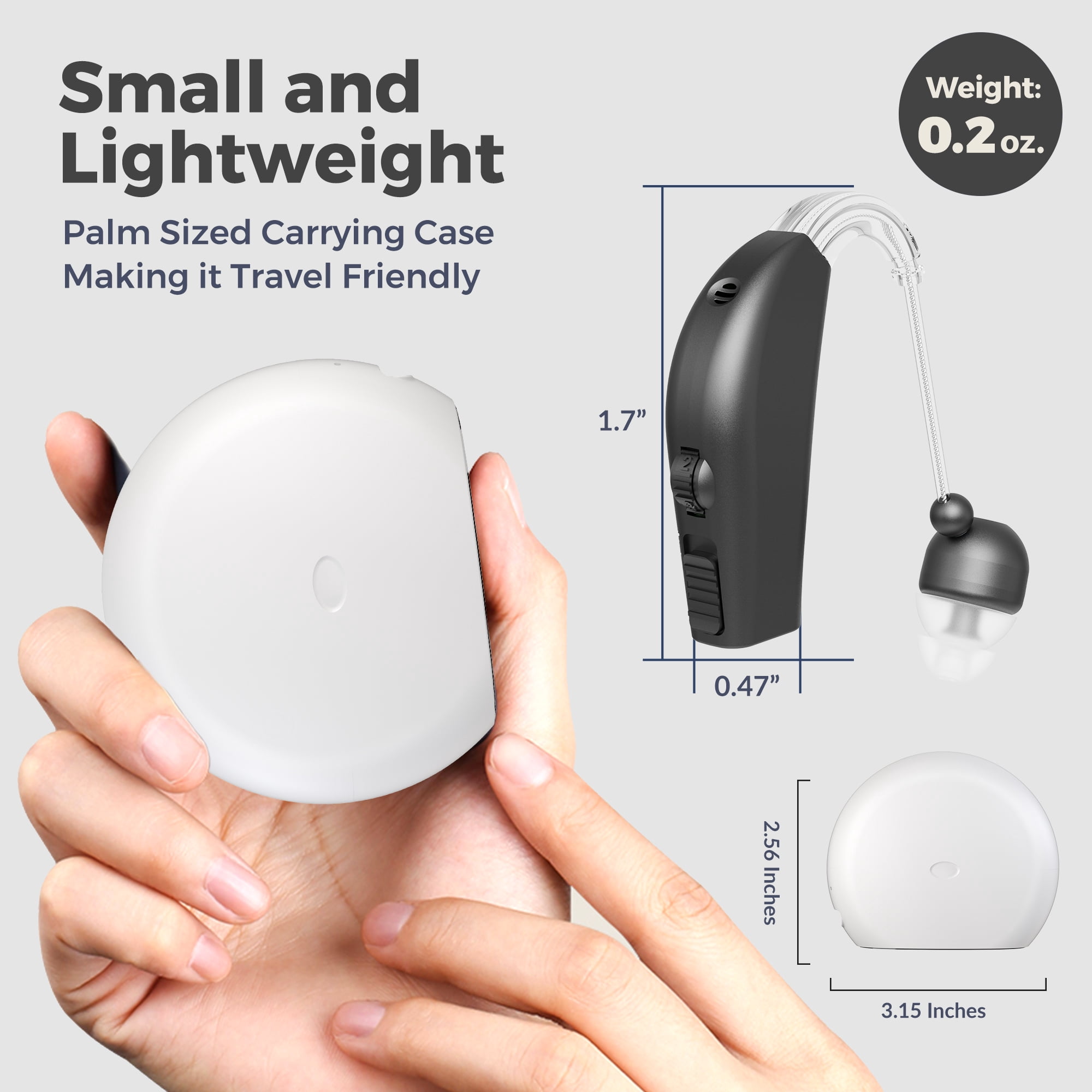 MEDca Rechargeable Pair Hearing Aid for Seniors, Personal Sound Amplifier - Black