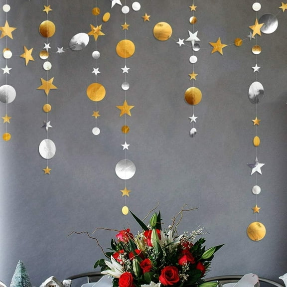 Cheerland Glitter Twinkle Little Star Garlands Decorations, Gold & Silver, 39 Ft